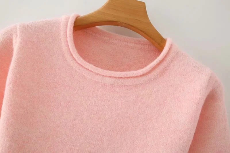 Pull rose à manches courtes