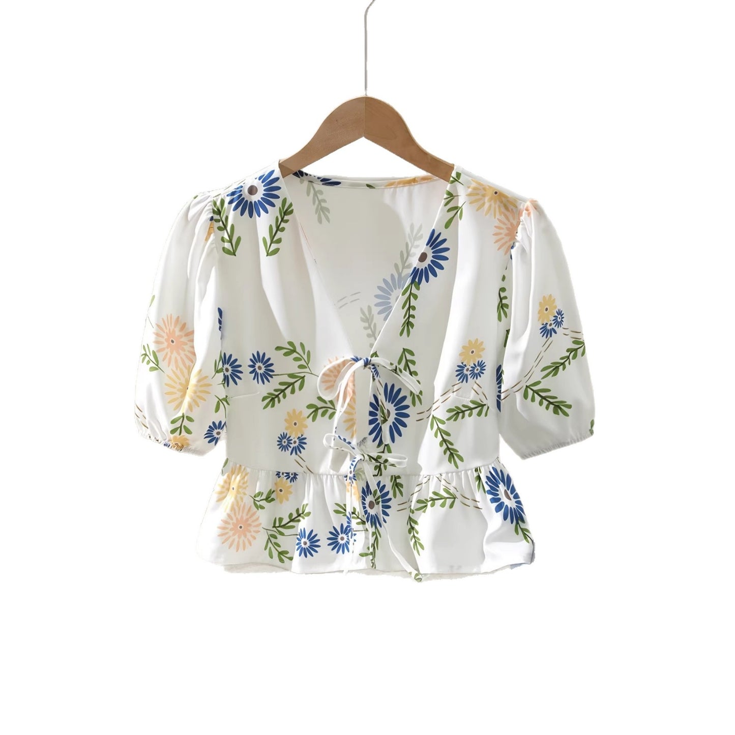 Blouse fleurie à manche courte